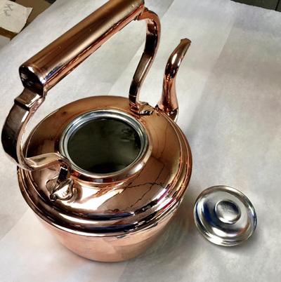 copper pot, after retinning. 