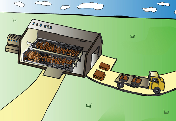 Illustration depicting sulfide ore refining